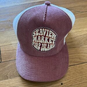 Seaview Market Fire Island Corduroy Trucker Hat - Dusty Rose & White